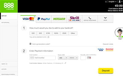 Selecting PayPal as your Deposit Method