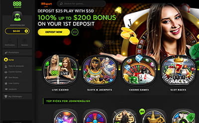 Open 888 Casino Lobby and Click Deposit Now