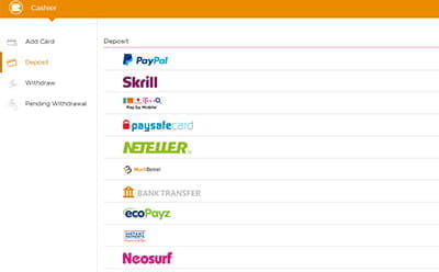 Casino Cashier with PayPal Among Other Methods