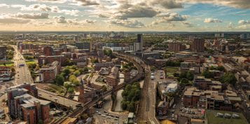 Manchester City Skyline at Dusk